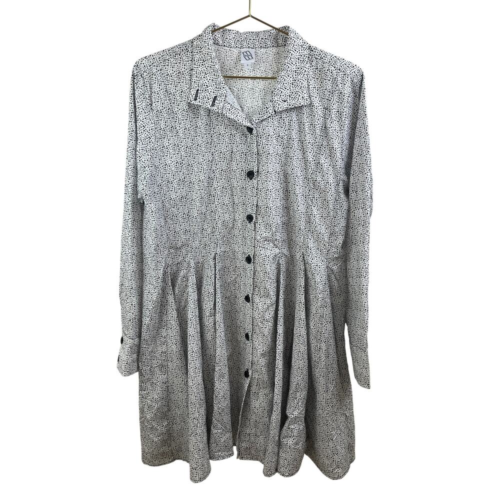 m Square Lagenlook Crinkle Shirt Dress Size 1 (Medium) Made USA Artful Home
